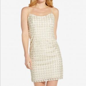 NWT Adrianna Papell Metallic Floral Embroidered Sheath Dress